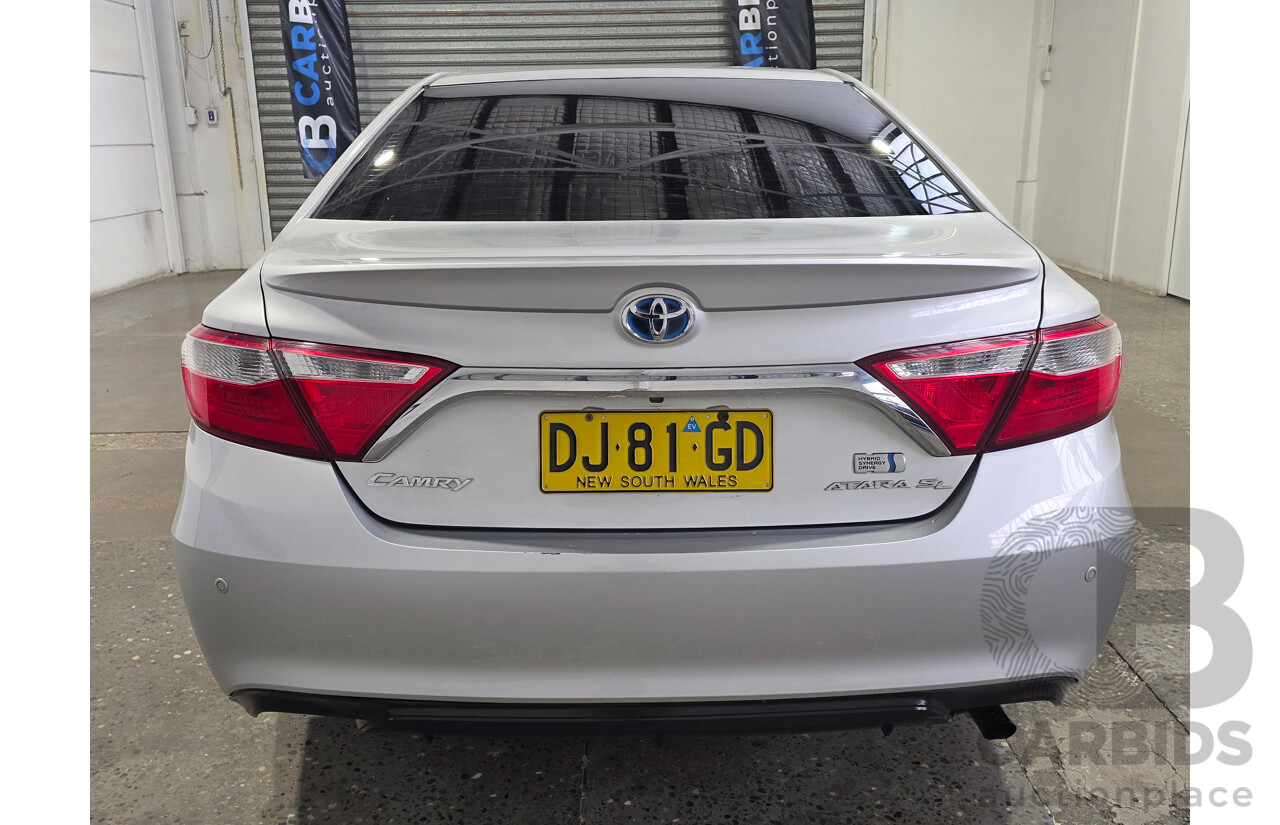 7/2016 Toyota Camry Atara SL AVV50R MY15 4d Sedan Classic Silver Metallic Hybrid 2.5L