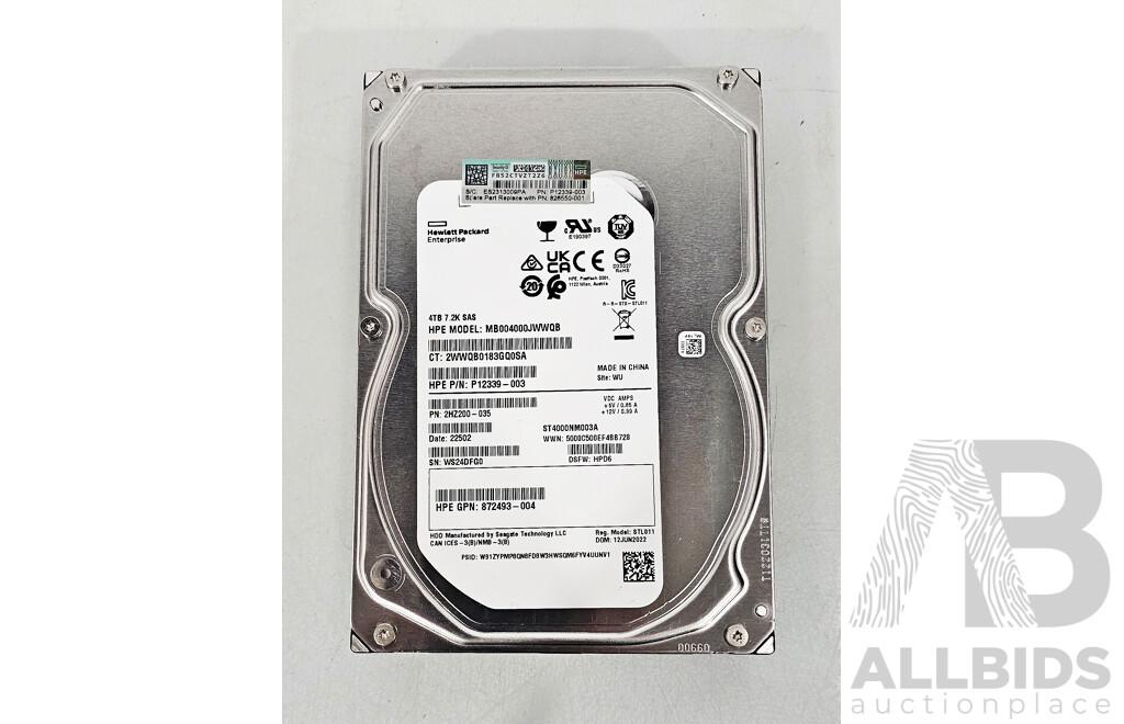 HPE (MB004000JWWQB) 4TB SAS 12Gbps 7.2K 3.5-Inch Hard Drive