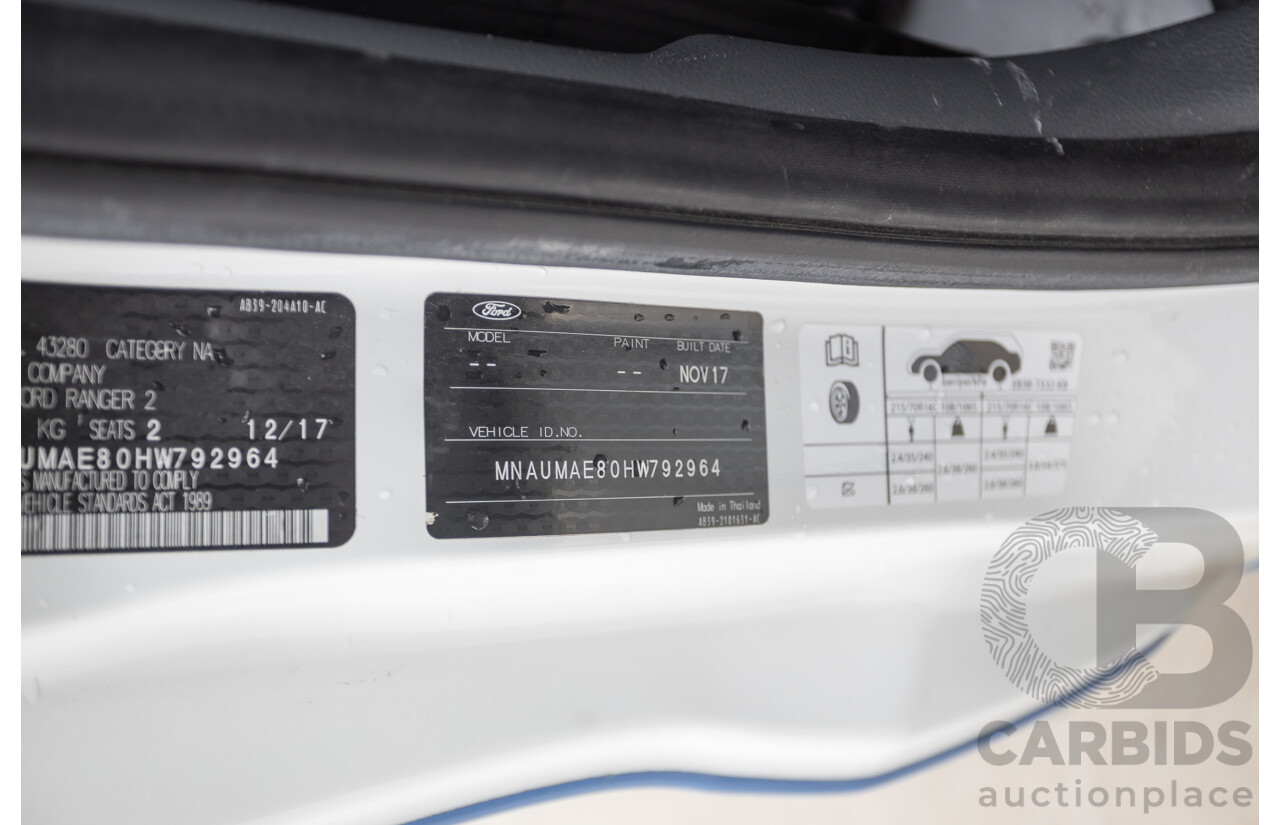 12/2017 Ford Ranger XL (4x2) PX MKII MY17 Update C/Chas White / Wrapped Turbo Diesel 2.2L