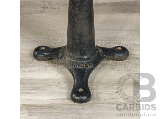 Vintage Cast Iron Singer Sewing Stool with a Timber Top