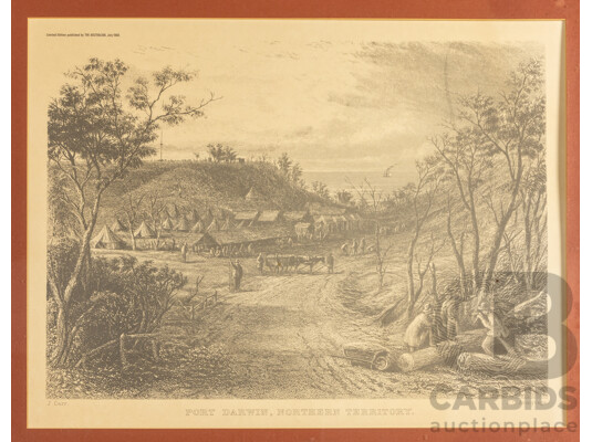 Port Darwin, Northern Territory (1968), Historic Vintage Print After Original Work by J.Carr with Engraving by J.C.Armytage (c1874), 67H x 82W cm (frame)