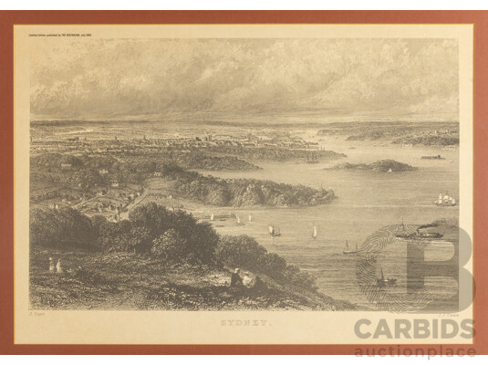 Sydney (1968), Historic Vintage Print After Original Work by J.Carr with Engraving by J.J.Crew (c1874), 63H x 82W cm (frame)