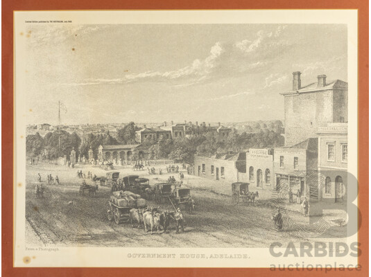 Government House, Adelaide (1968), Historic Vintage Print, After Original Photograph with Engraving by J.J.Crew (c1874), 66H X 82W Cm (frame)