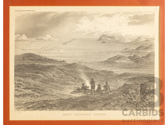 King George's Sound (1968), Historic Vintage Print, After Original Painting by J.Carr with Engraving by J.C.Armytage (c1874), 67H x 82W cm (frame)