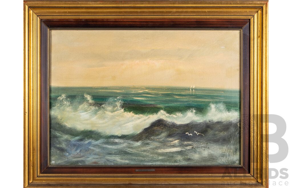 Luigi Riccardi (19th Century, Italian, 1808-1877), The Dancing Tempest [La Tempesta Danzante], Original Antique Oil on Canvas Cloth Panel, 71H x 90W cm (frame)