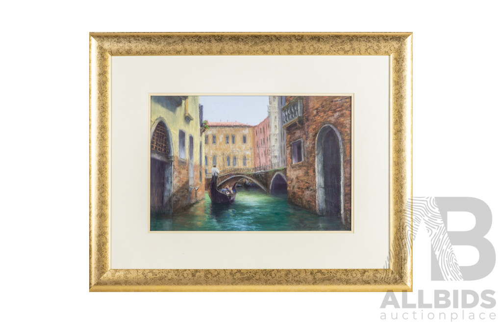 Robyn Power (20th Century, Australian), A Maze of Canals, Venice, Original Pastel, 60H x 75W cm (frame)