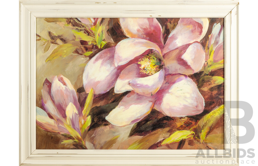 Brent Heighton (20th Century, Canadian, 1954-), Magnolia Whisper, Reproduction Textured Canvas Art Print After Original, 62H x 82W cm (frame)
