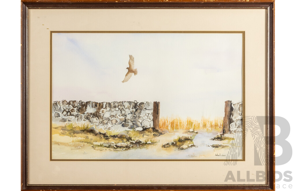 John Lean (20th Century, Australian), Bird of Prey, Original Watercolour, 53H x 69W cm (frame)
