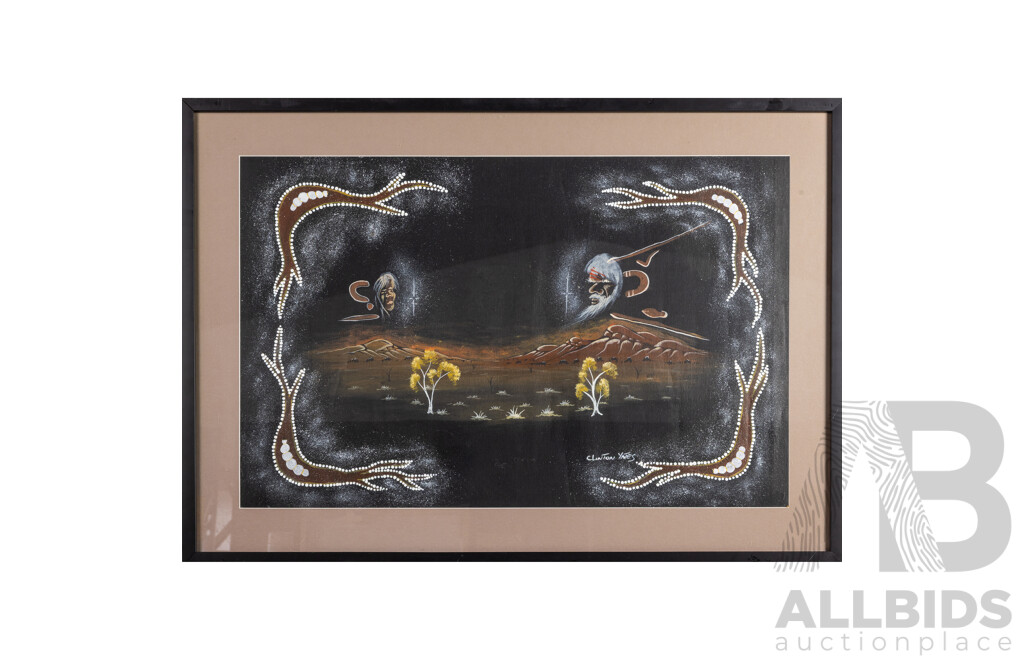 Clinton Yates (20th Century, Indigenous-Australian), Traditional Marriage (2015), Original Acrylic on Cotton Canvas, 66H x 94W cm (frame)