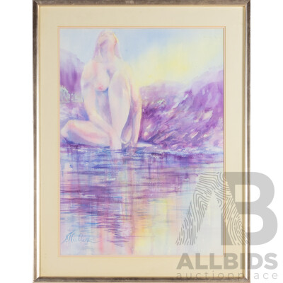 Joy Cullen, (20th Century, Australian), To Dream, Original Watercolour, 90H x 70W cm (frame)