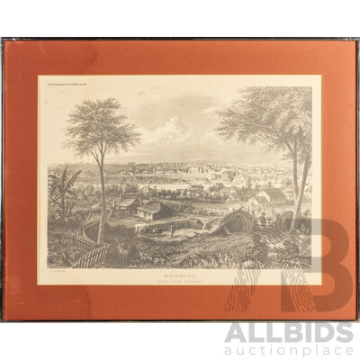 Brisbane (From South Brisbane) (1968), Historic Vintage Print, After Original Painting & Engraving by J.C.Armytage (c1874), 65H x 82W cm (frame)