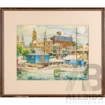 Maxwell Christopher Richard Ragless, (20th Century, Australian, 1901-1981) Untitled Port Scene, Print After Original Watercolour,, 55H x 63.5W cm (frame)