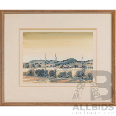 Diane Watson 'Xanadu', (20th Century, Australian), Winter's Pale Light, Vintage Original Watercolour, 50H x 60W cm (frame)