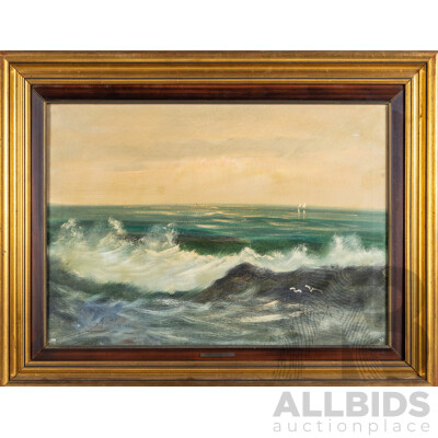 Luigi Riccardi (19th Century, Italian, 1808-1877), The Dancing Tempest [La Tempesta Danzante], Original Antique Oil on Canvas Cloth Panel, 71H x 90W cm (frame)