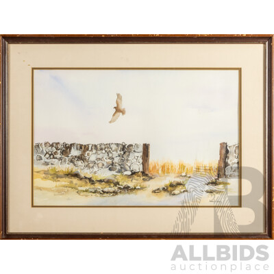 John Lean (20th Century, Australian), Bird of Prey, Original Watercolour, 53H x 69W cm (frame)