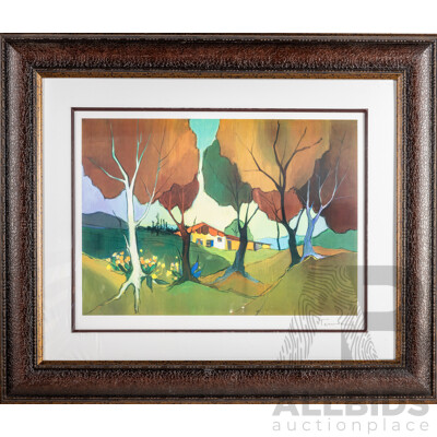 Itzchak Tarkay (20th Century, Israeli, 1935-2021), Jamestown Cottage (2013), Colour Seriolithograph on Archival Paper, 73H x 87W cm (frame)