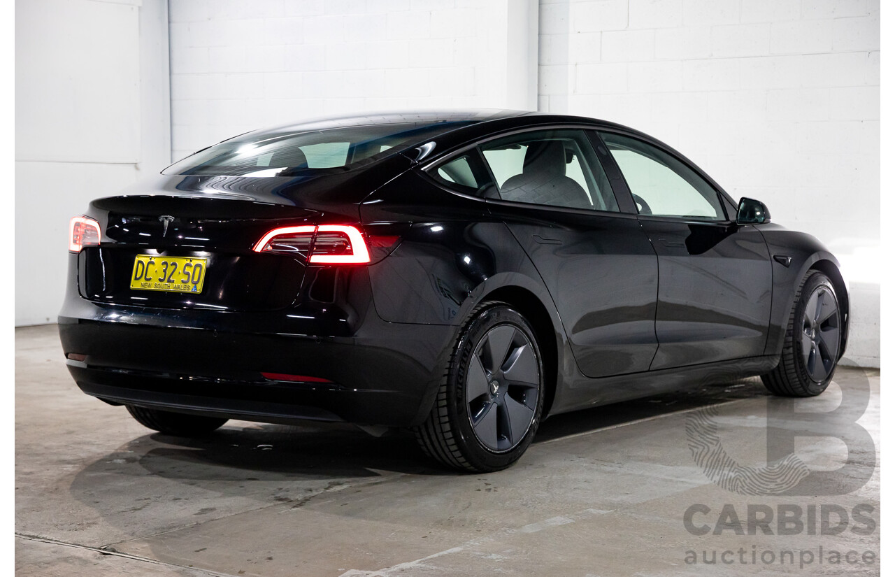 03/2022 Tesla Model 3 Rear Wheel Drive (RWD) E6LRB MY22 4D Sedan Black Electric EV