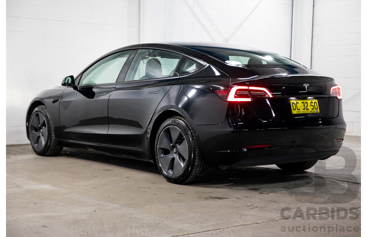 03/2022 Tesla Model 3 Rear Wheel Drive (RWD) E6LRB MY22 4D Sedan Black Electric EV