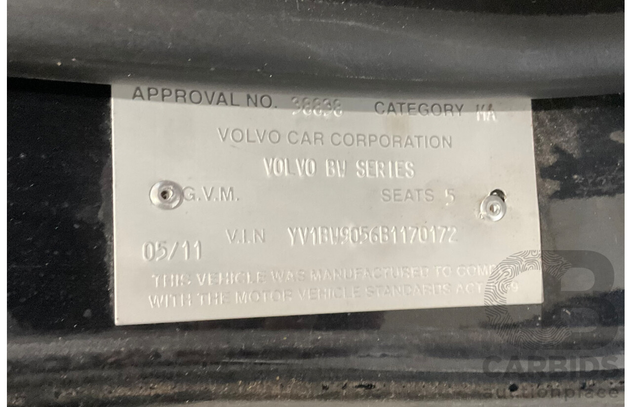 05/2011 Volvo V70 T6 AWD BW MY11 4d Wagon Black Turbo 3.0L