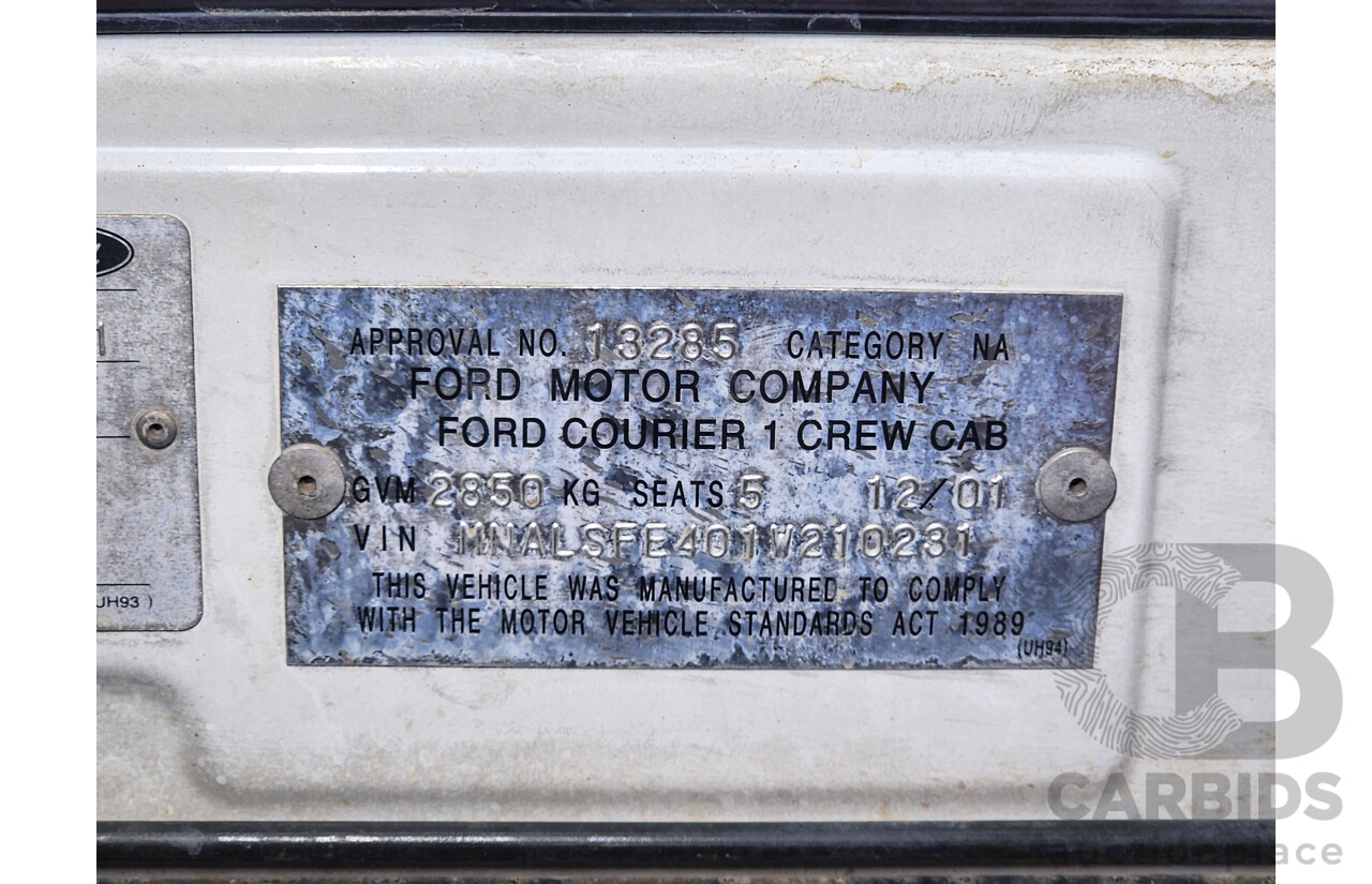12/2001 Ford Courier GL (4x4) PE Crew Cab P/Up White 2.5L