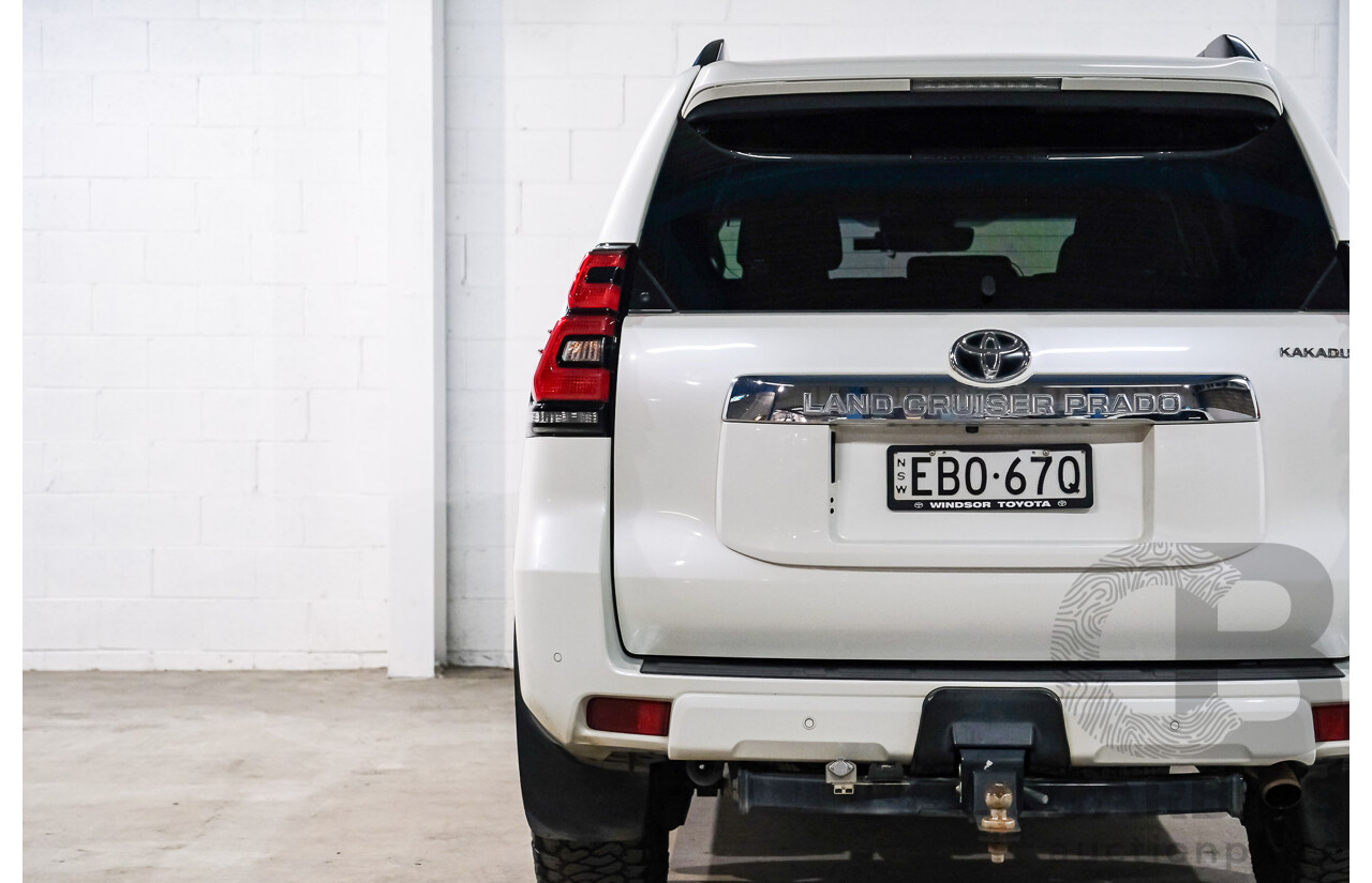 04/2019 Toyota Landcruiser Prado Kakadu (4x4) GDJ150R 4d Wagon Blizzard White Turbo Diesel 2.8L