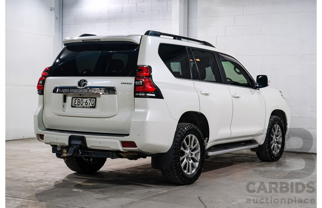 04/2019 Toyota Landcruiser Prado Kakadu (4x4) GDJ150R 4d Wagon Blizzard White Turbo Diesel 2.8L
