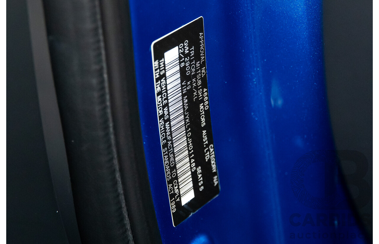 02/2018 Mitsubishi Triton Exceed (4x4) MQ MY18 Dual Cab Utility Blue Turbo Diesel 2.4L