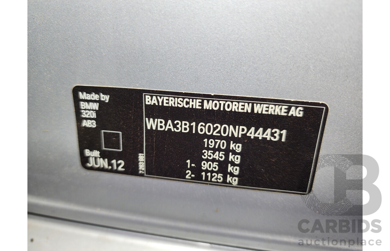 08/2012 Bmw 3 20i F30 4d Sedan Silver 2.0L
