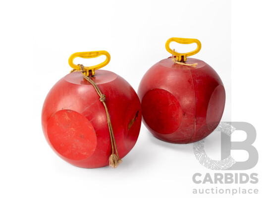 Pair of Vintage Spherical Plastic Shell Jerry Cans
