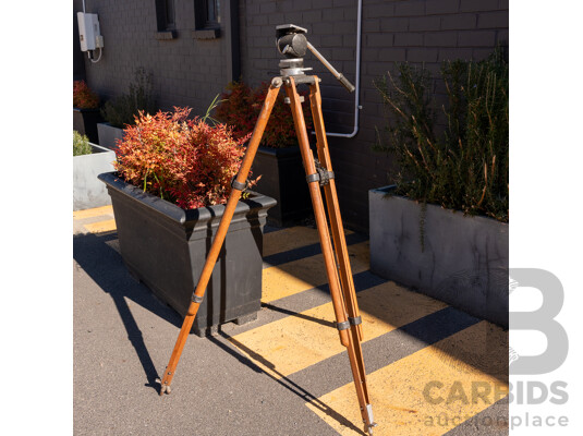 Vintage Miller Precision Equipment Wooden Tripod with Senior Fluid Action Head