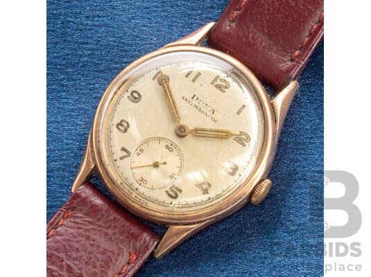 Vintage Swiss 9ct Rose Gold Doxa Mechanical Hand Wind Watch