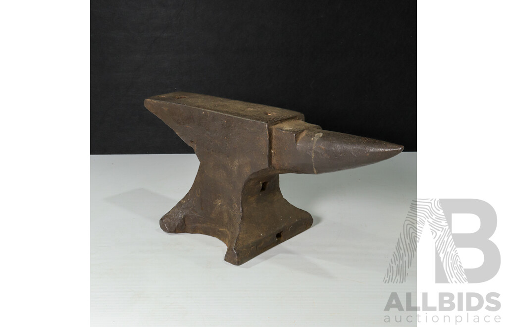 Vintage Hand Forged Cast Iron Blacksmiths Anvil by Peter Wright