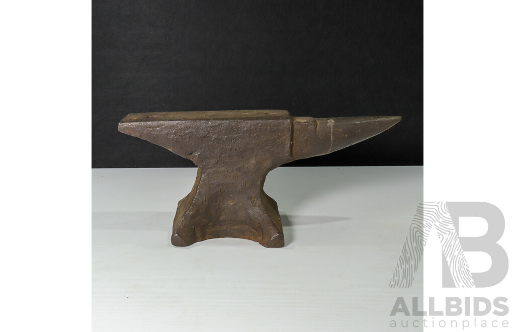 Vintage Hand Forged Cast Iron Blacksmiths Anvil by Peter Wright