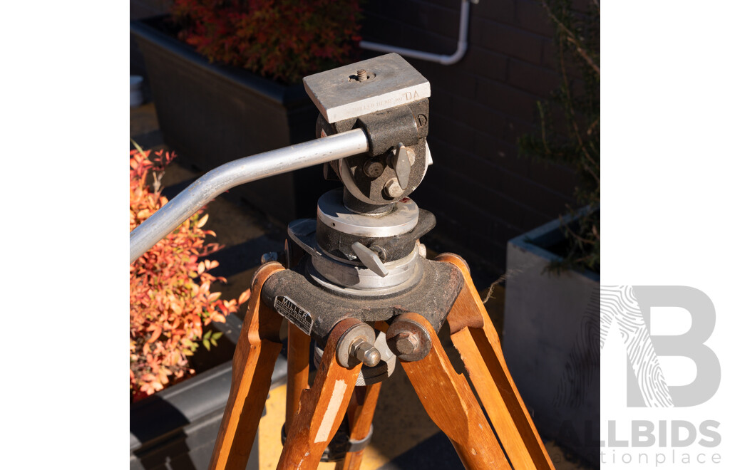 Vintage Miller Precision Equipment Wooden Tripod with Senior Fluid Action Head
