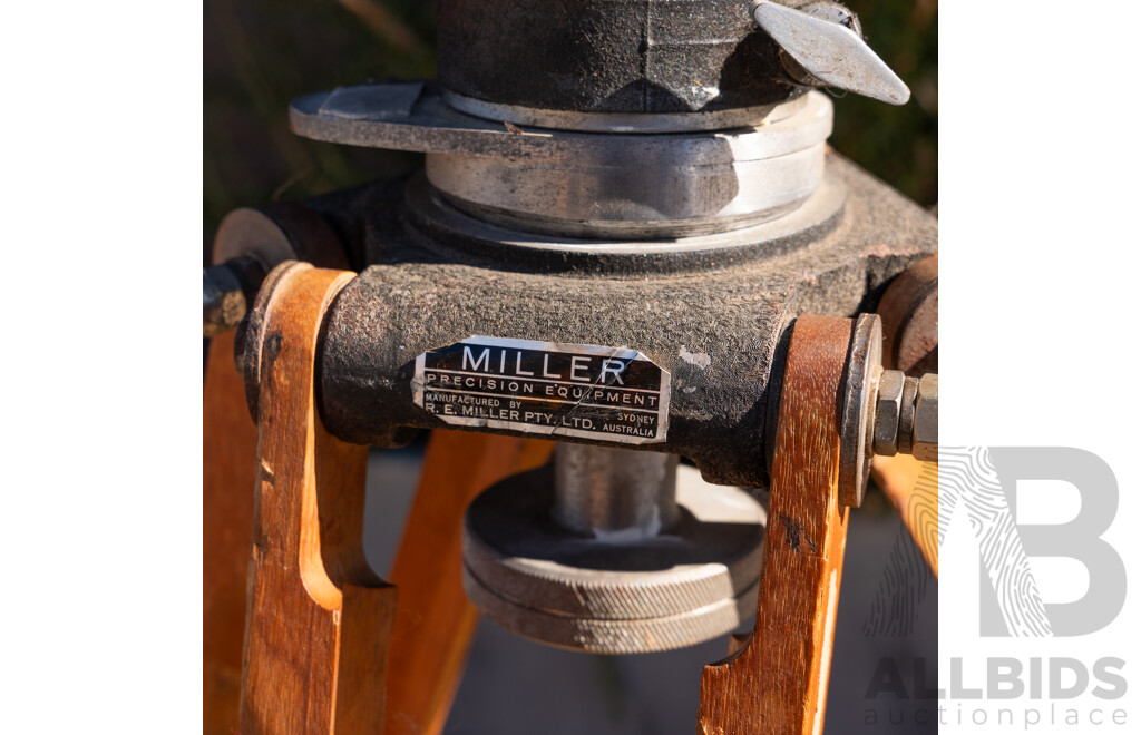 Vintage Miller Precision Equipment Wooden Tripod with Senior Fluid Action Head