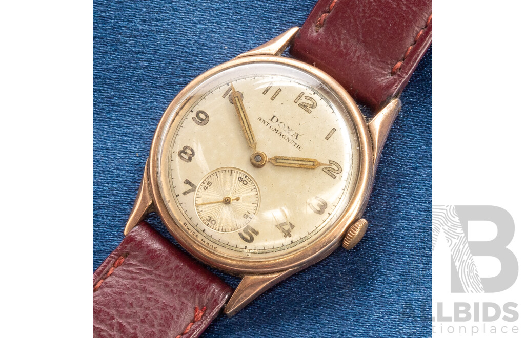 Vintage Swiss 9ct Rose Gold Doxa Mechanical Hand Wind Watch