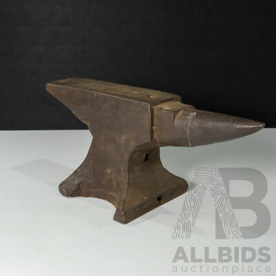 Vintage Hand Forged Cast Iron Blacksmiths Anvil by Peter Wright