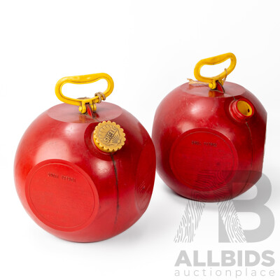 Pair of Vintage Spherical Plastic Shell Jerry Cans