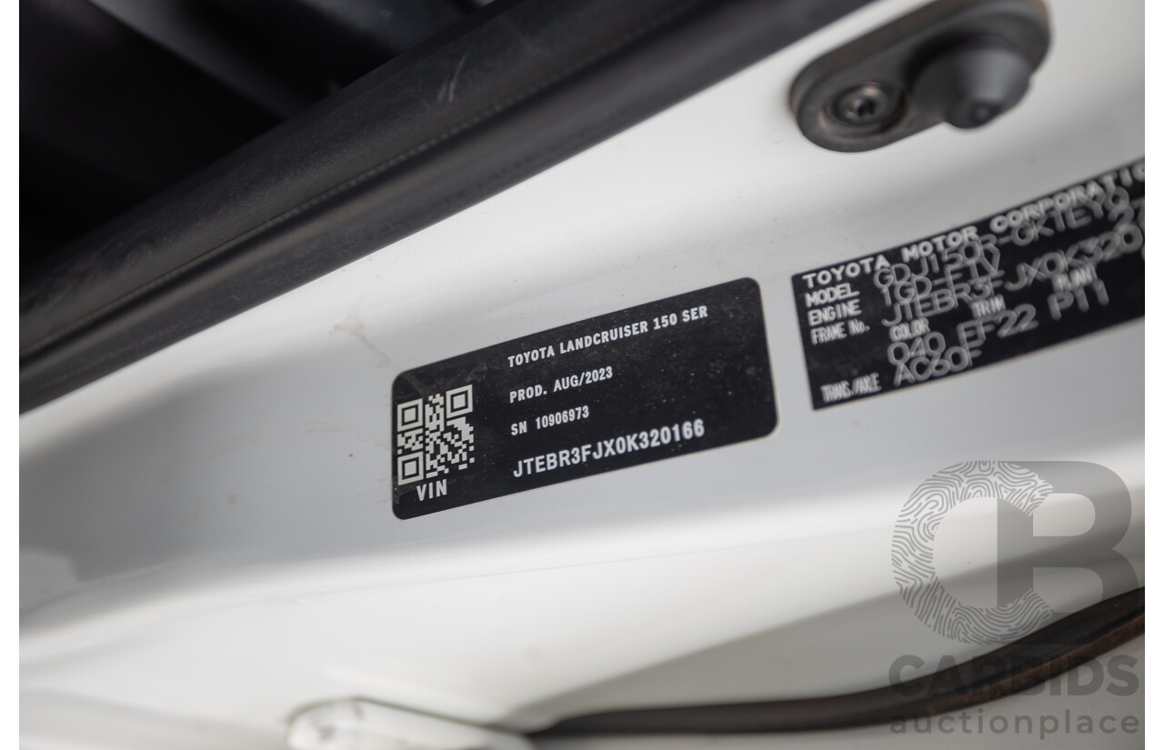 9/2023 Toyota Landcruiser Prado GX (4x4) GDJ150R 4D Wagon Glacier White Turbo Diesel 2.8L