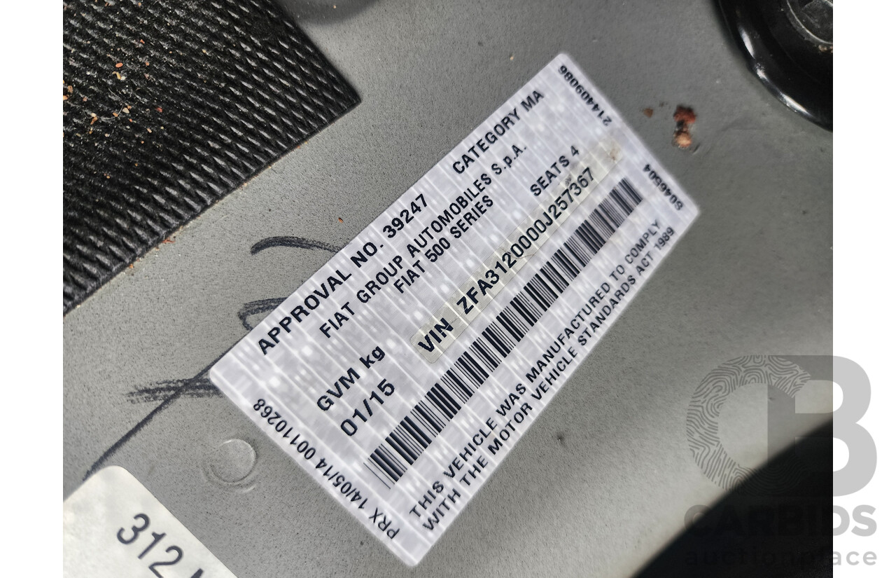 01/2015 Fiat 500 S MY14 3d Hatchback Black 1.4L