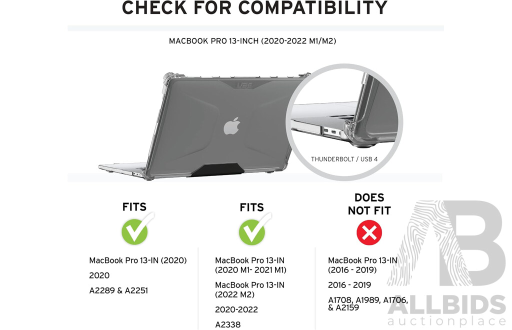 UAG 132652114343 Plyo Case for MacBook Pro 13inch (2020-2022 M1/M2) Model