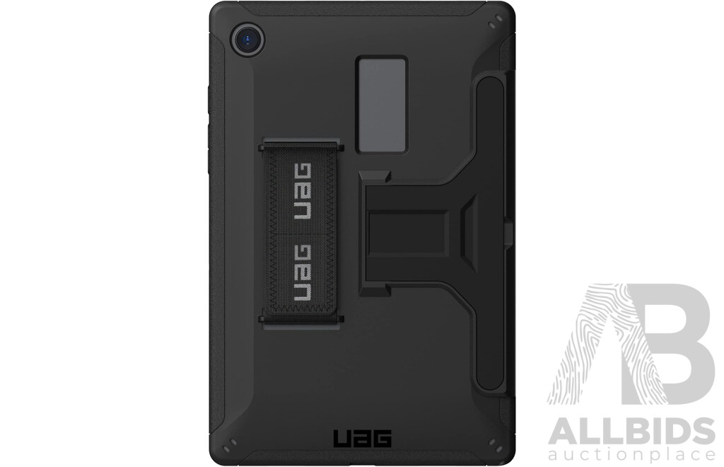 UAG 22345H114040 Scout Hand Strap Case with Kickstand for Galaxy Tab A8, Black, 10.5 Inch