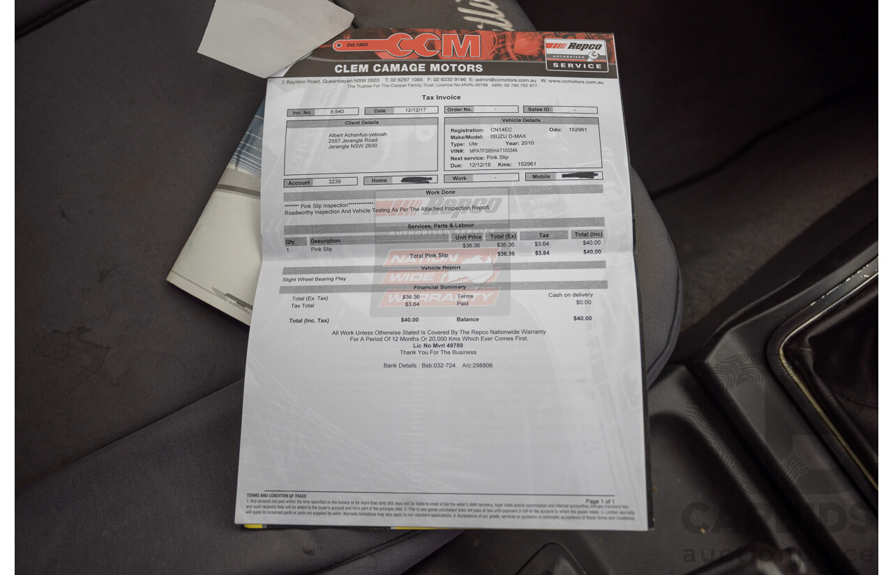 06/2010 Isuzu D-Max LS-U (4x4) TF MY10 Crew Cab Utility Red Turbo Diesel 3.0L