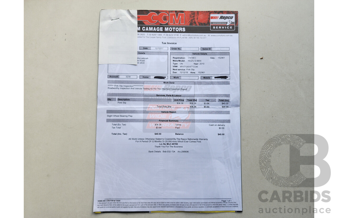 06/2010 Isuzu D-Max LS-U (4x4) TF MY10 Crew Cab Utility Red 3.0L