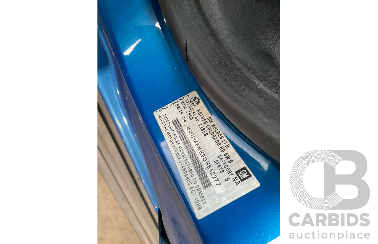 08/2015 Holden Colorado LTZ (4x4) RG MY16 Crew Cab P/Up Blue Turbo Diesel 2.8L