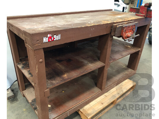Custom Built Timber Work Bench with Vices