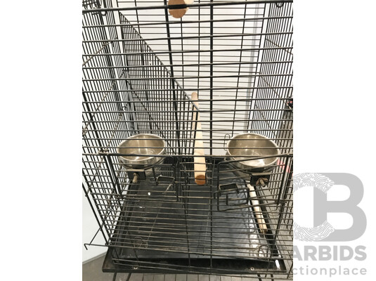 Pet Bird Cage with Stand and Castor Wheels