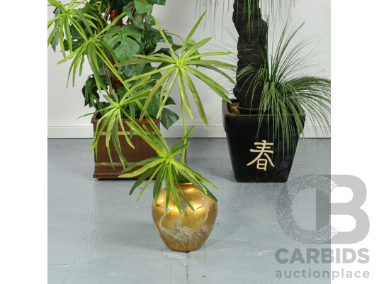 Collection of Six Artificial Faux Plants and Pots