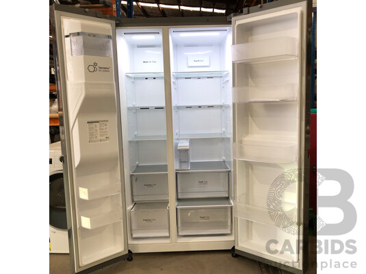 1663691 · LG 635 Litre Stainless Steel Side by Side Refrigerator with Non Plumed Water and Ice Dispenser