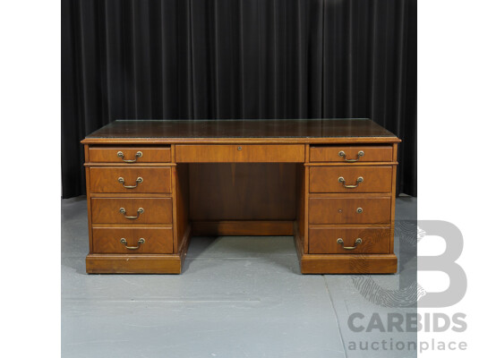 Reproduction Mahogany Twin Pedestal Desk